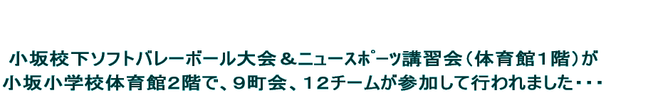 �V���R���i���j�@�@�X��  �@����Z���\�t�g�o���[�{�[�����j���E��߰u�K��i�̈�قP�K�j�������w�Z�̈�ّ̈�ق� �X����A�P�Q�`�[�����Q�����čs���܂����E�E�E